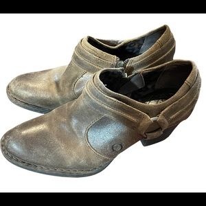 Born booties brown leather with 2 inch heel.